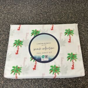 Cynthia Rowley Christmas Palms Tree Sheet Set Size Full